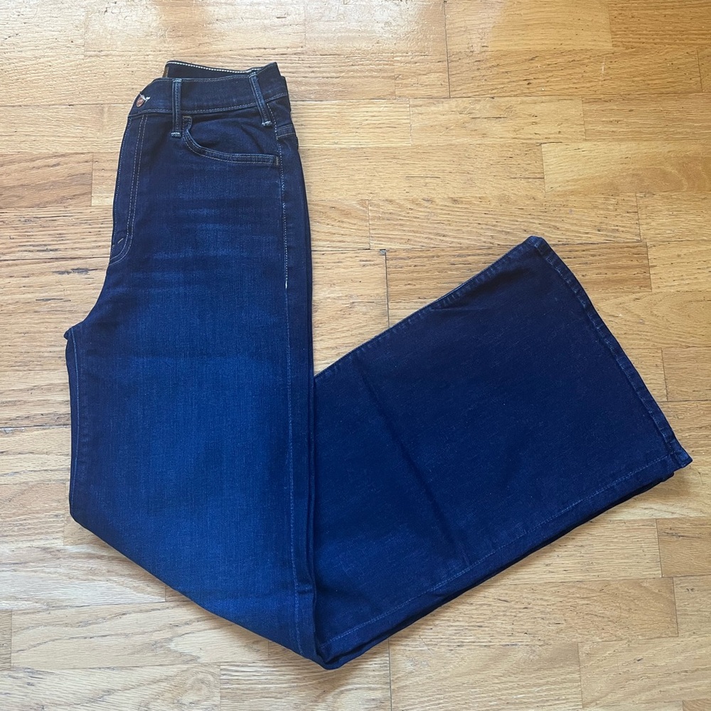 MOTHER denim dark wash high rise wide leg